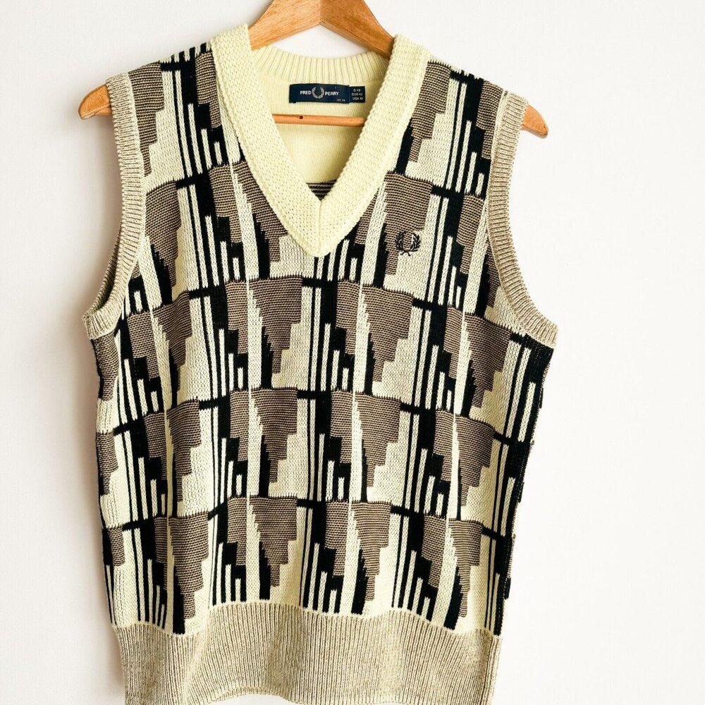 Fred Perry jacquard knitted tank Wax Yellow 10